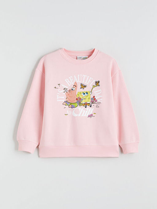 Spongebob Bask?l? K?z ?ocuk Kal?n Sweatshirt