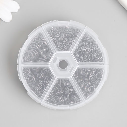 Кольца зажимные металл в шкатулке Чёрное серебро 880 шт 8х8х2 см - Simaland фото 4