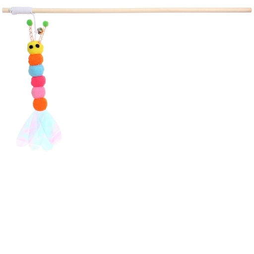 Цена за 6 шт. Игрушка - дразнилка на палочке "ЦапЦап", гусиничка с колокольчиком, цвет как на фото, 40см ( пакет с подвесом)