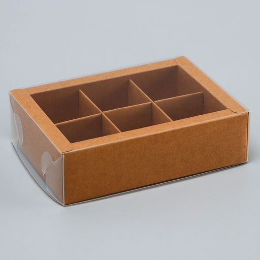 Коробка для 6 конфет, 13.7×9.85×3.85 см