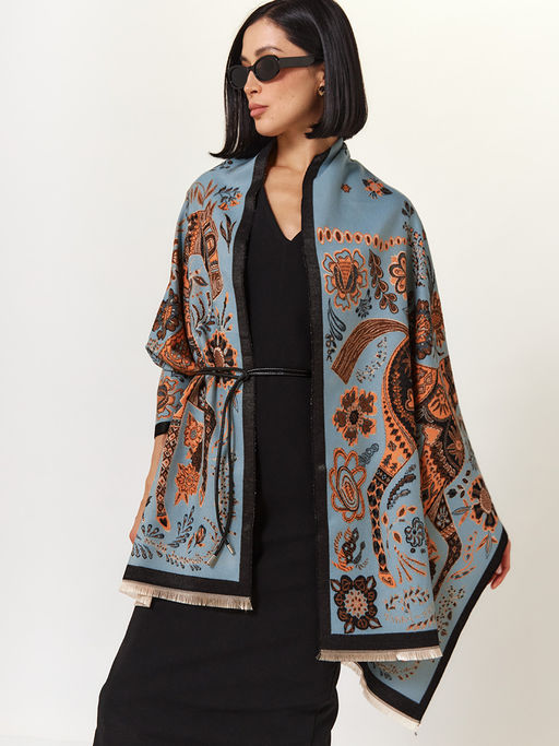 в составе ШЕРСТЬ и КАШЕМИР Большой, мягкий, теплый двусторонний палантин - Tantino фото 4