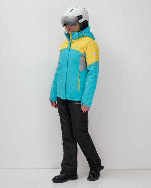 Горнолыжный костюм женский зимний бирюзового цвета 02810Br