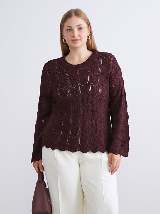 Bisiklet Yaka Ajurlu Kad?n Triko Kazak