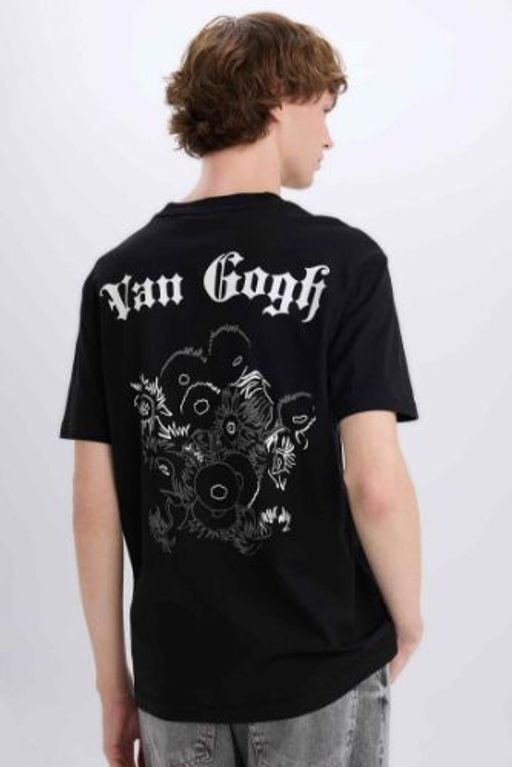 Van Gogh Regular Fit Bisiklet Yaka S?rt Bask?l? K?sa Kollu Tisort