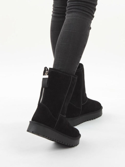 04-PAYH17-1Z BLACK Угги женские (натуральная замша, 100% шерсть)