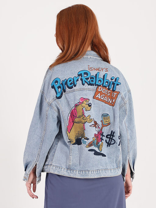 Джинсовая куртка с рисунком на спине - Almond фото 7