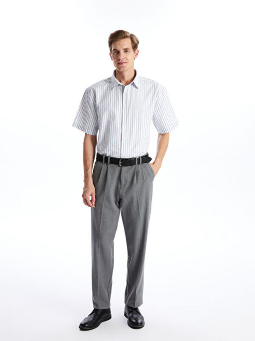 Rahat Kal?p K?sa Kollu ?izgili Erkek G?mlek