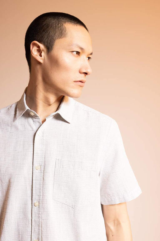 Рубашка из 100 % хлопка с короткими рукавами и воротником-поло обычного кроя - Defacto фото 5