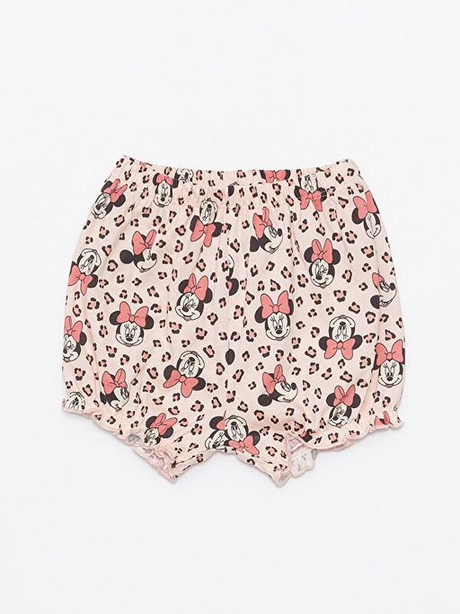Bisiklet Yaka Minnie Mouse Bask?l? K?z Bebek ??t??tl? Body ve ?ort 2li Tak?m - Waikiki фото 3