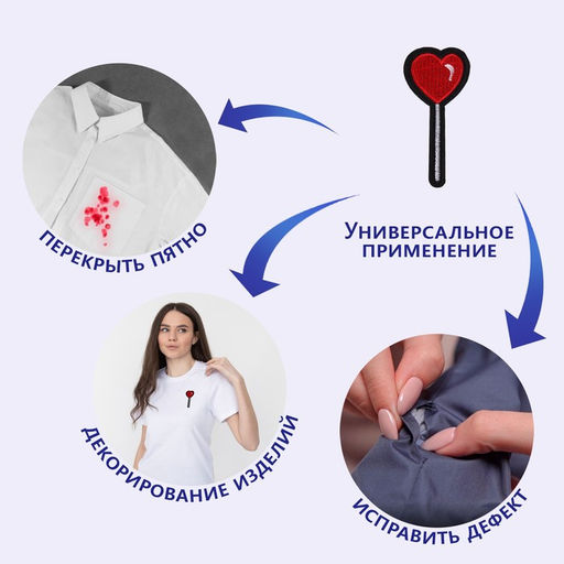 Цена за 10 шт. Термоаппликация «Сердце», 7×3 см, фасовка 10 шт., красная