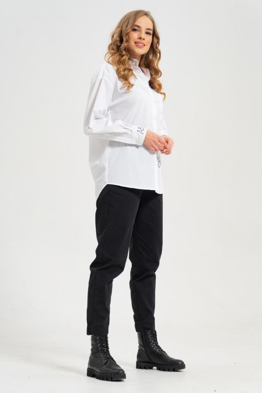 рубашка из тонкого хлопка в стиле OVERSIZE    с кокеткой на спине - А+б коллекция фото 9