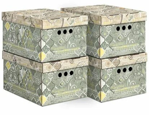 VAL BH-BCTN-GR-4S Короб картонный, складной, малый, 25*33*18.5 см, набор 4 шт., BOHO GREEN, шт - Valiant фото 2