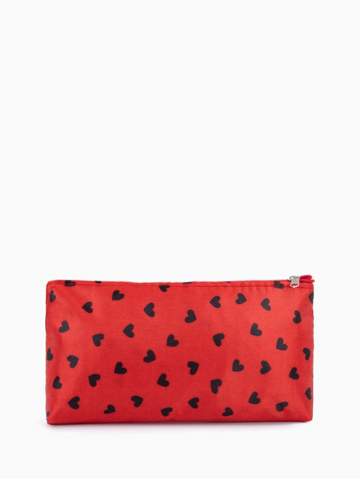 Цена за 2 шт. Косметичка-пенал на молнии, плоская, маленькая, с рисунком Сердечки, красная - Simaland фото 2