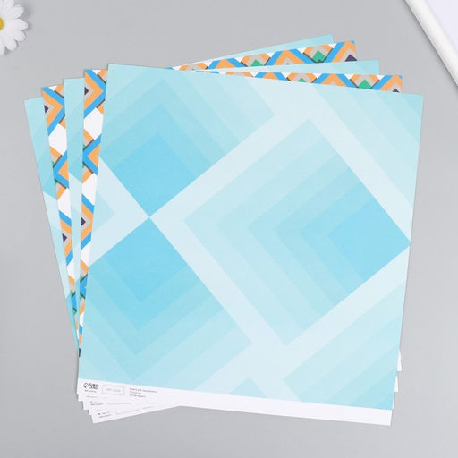 Цена за 5 шт. Бумага для скрапбукинга двусторонняя «Ромбы», плотность 180 г, 30.5×32 см