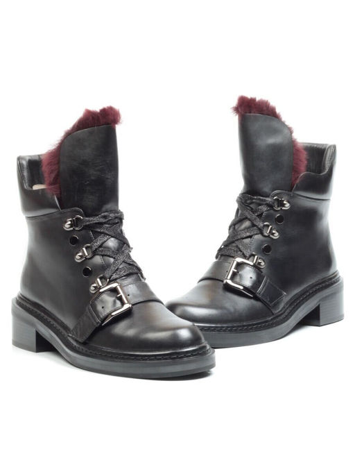 01-H001-3637-N380K BLACK Ботинки демисезонные женские (натуральная кожа, байка)