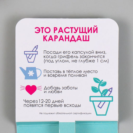 Цена за 2 шт. Растущий карандаш подарочный «Мята», mini, простой чернографитный