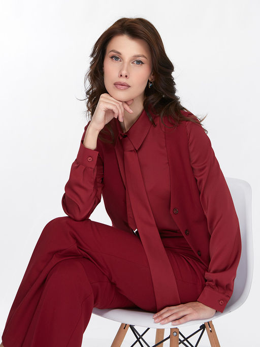 Блузка с галстуком OD-881-6 бордовый - Tantino фото 12