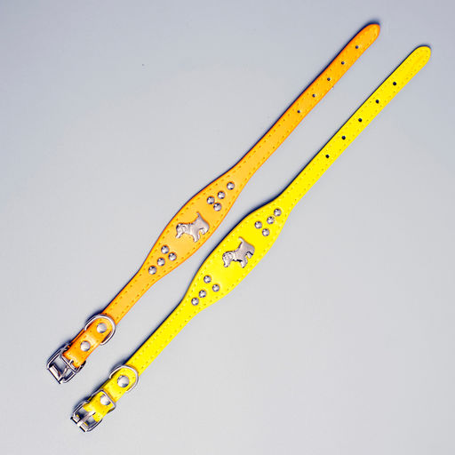 Ошейник-селедка со щенком, 29-32 х 2,5 см, искусственная кожа, желтый - Пижон фото 3