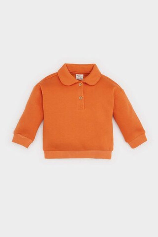 K?z Bebek Bebe Yaka Dugmeli Ici Yumusak Tuylu Sweatshirt - Defacto фото 2