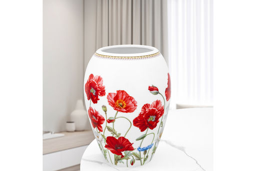 Ваза 2,25 л 15*15*19,5 см Маки NEW BONE CHINA