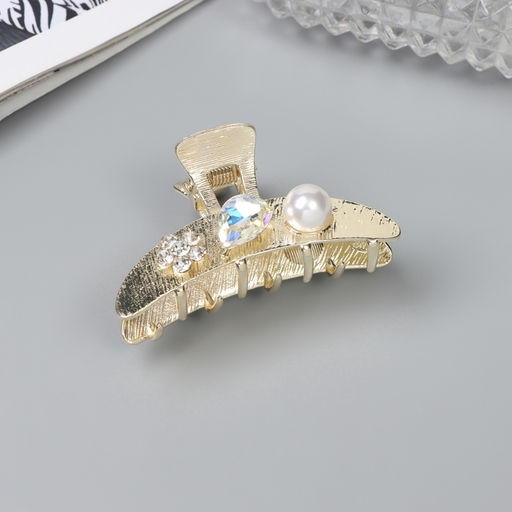 Цена за 6 шт. Крабик для волос «Либерти галант», дуга, 6 см, золото