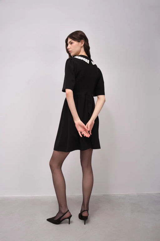 Черное платье-мини с воротником «Питер Пэн» - Incity фото 5