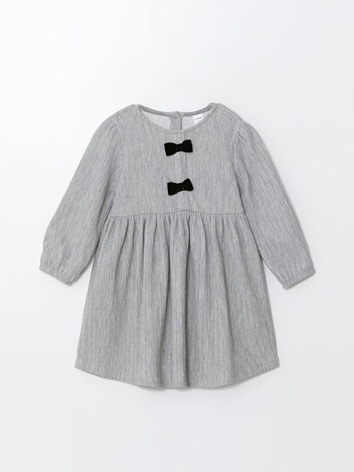 Bisiklet Yaka Uzun Kollu K?z ?ocuk Elbise