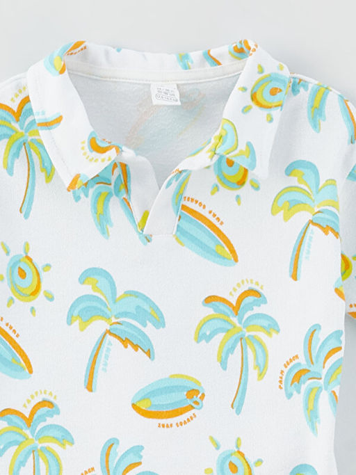 Polo Yaka K?sa Kollu Bask?l? Erkek Bebek Ti??rt - Waikiki фото 3