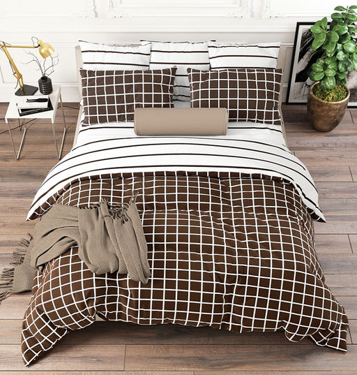 Клетка Кофе Постельное белье из Поплина Семейный
