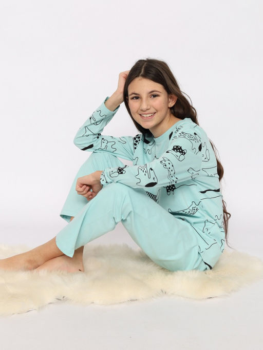 CRB wear/CSJG 50175-49 Пижама для девочки (джемпер, брюки),светло-бирюзовый/Ex.Cherubino  фото 6