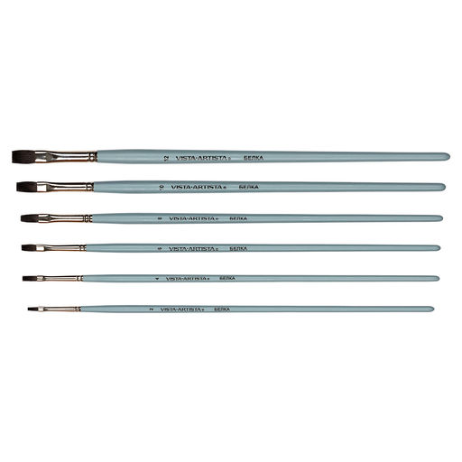 Кисть белка VISTA-ARTISTA 10132-08 плоская 10 шт длинная ручка №08 фото 4