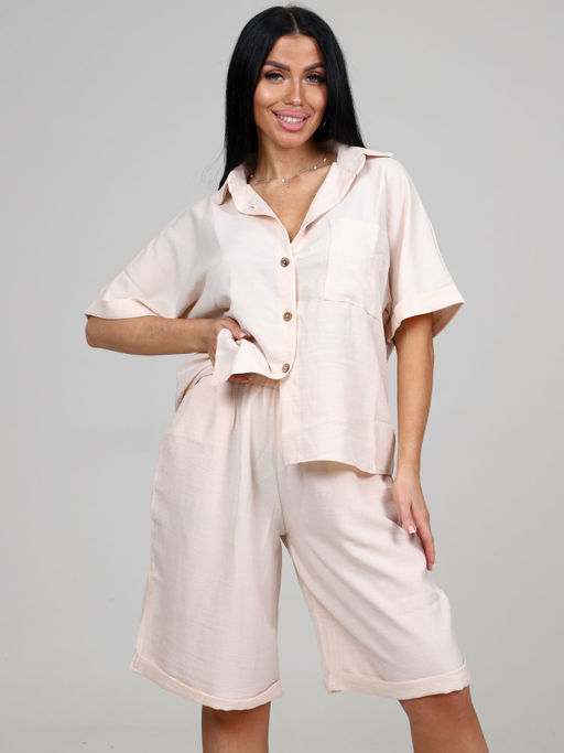 566 ЖЕНСКИЙ КОСТЮМ (шорты) (Молочный) - А-дина фото 3