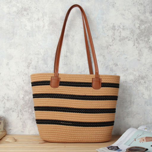 Сумка плетеная 27x43x13 / DW-21 /уп 50/коричнево-черная - Галеонтрейд фото 2