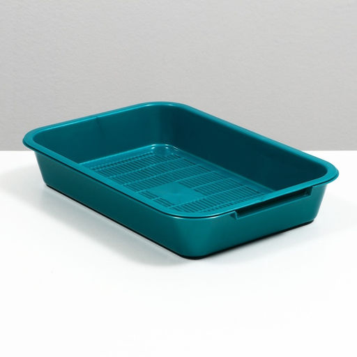 Туалет перламутровый средний с сеткой 36×26×6.5 см, бирюзовый