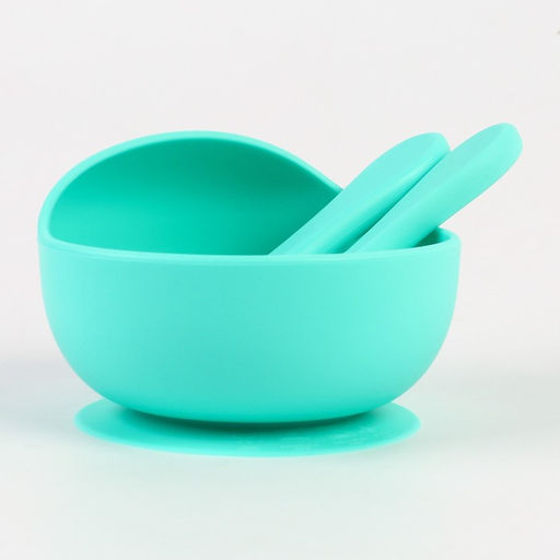 Тарелка детская на присоске и столовые приборы, Крошка Я, бирюзовый  фото 2