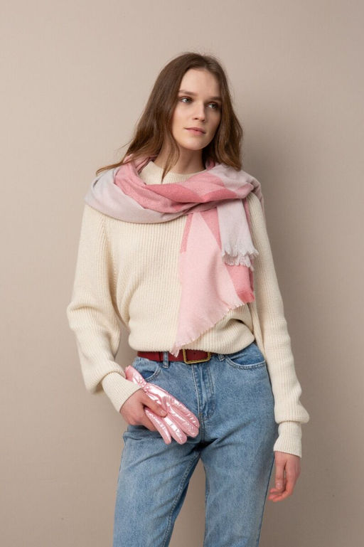 Палантин с клетчатым принтом из шерсти и вискозы - Модные истории фото 4