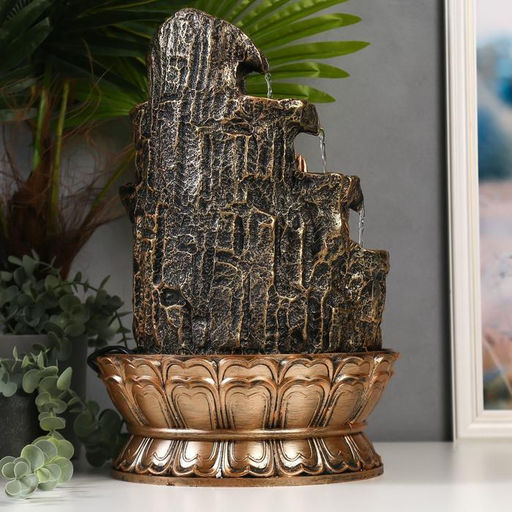 Фонтан настольный от сети, подсветка "Шива у скалы с водопадом" 42х28х28 см