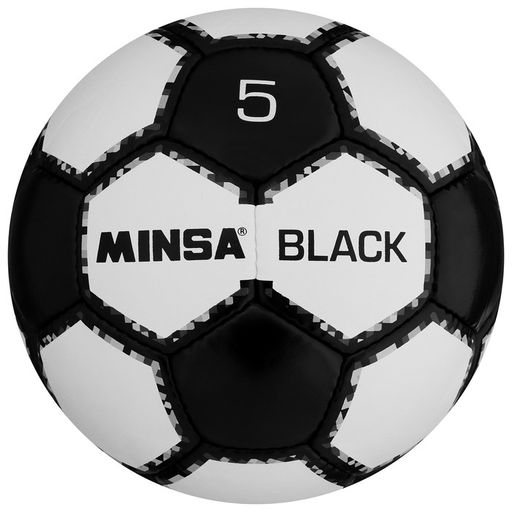 Мяч футбольный MINSA Black, PU, ручная сшивка, 32 панели, р. 5  фото 5