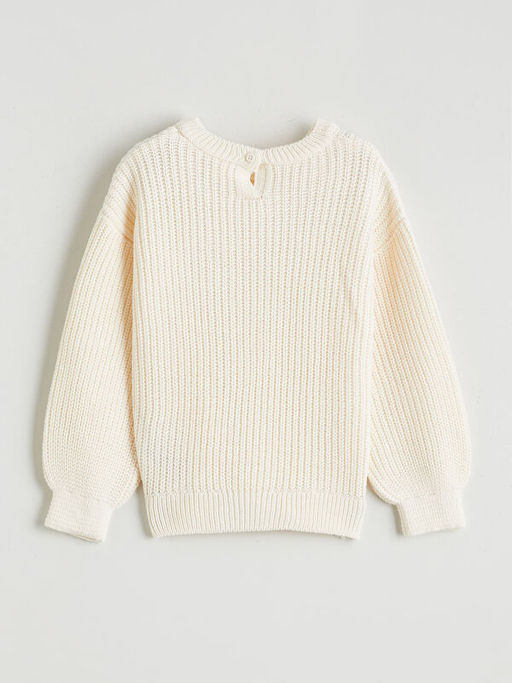 Bisiklet Yaka Fiyonklu K?z ?ocuk Triko Kazak