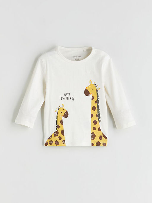 Bask?l? Erkek Bebek Pijama Tak?m 2li