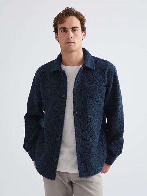 Regular Fit Uzun Kollu Pel?? Erkek G?mlek Ceket