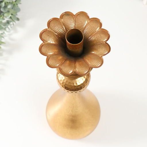 Металлический подсвечник на 1 свечу «Пеллегрино», золото, 15.5×15.5×51 см