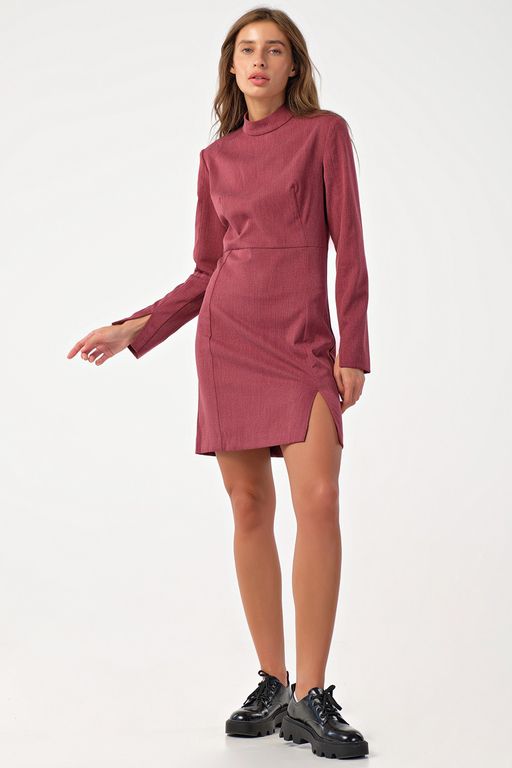 Платье офисное короткое с длинным рукавом слоновая кость - Fly фото 13