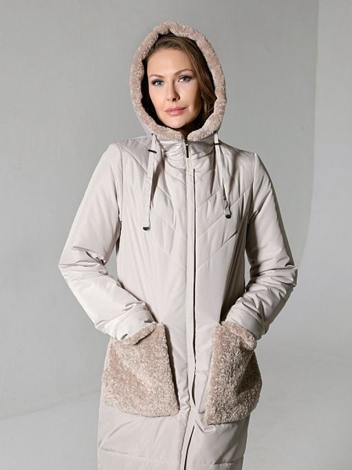 Еврозима! 22312 Пальто дем. серо-бежевый - Dizzyway фото 2