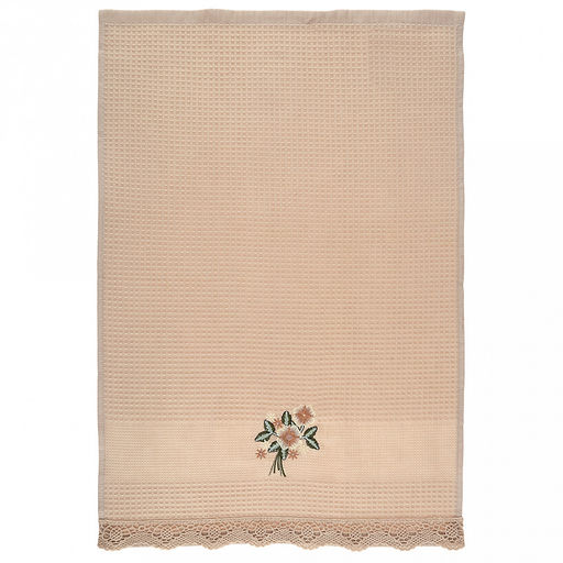 Полотенце кухонное вафельное "Клевер" 40х60см, хлопок 100%, ажурный кант, цвета микс (Китай)