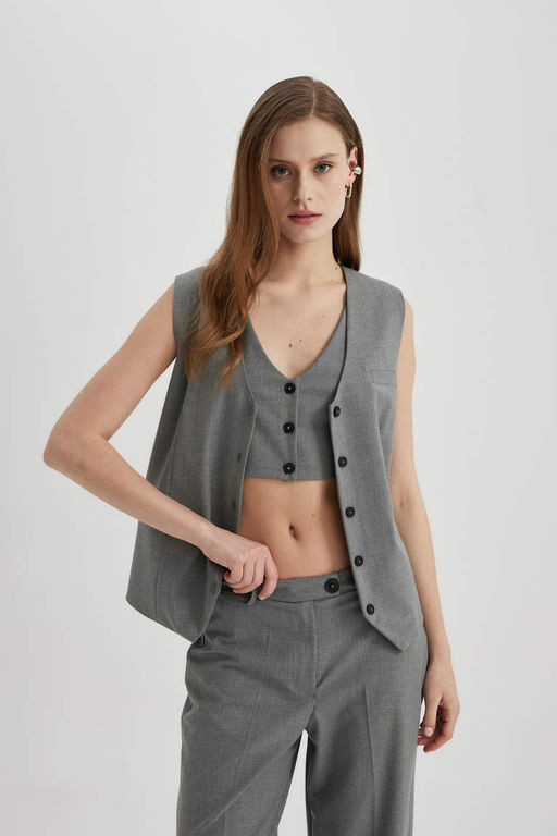 Длинный пиджак-жилет - Defacto фото 4