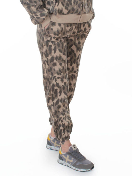 869-3 BEIGE/LEOPARD Костюм спортивный зимний женский (95% хлопок, 5% полиэстер)
