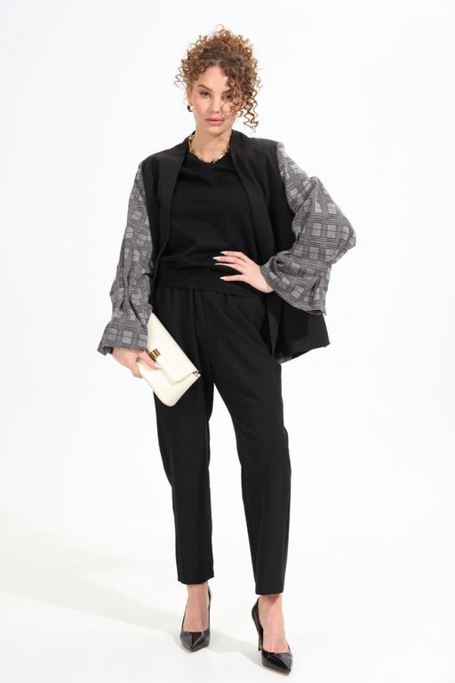 Жакет NIKVA н951-2 чёрный+серая клетка  фото 3