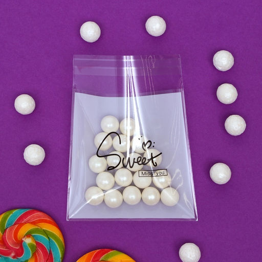 Цена за 100 шт. Пакет БОПП с липкой лентой, "Пожелания", 10*10+3см