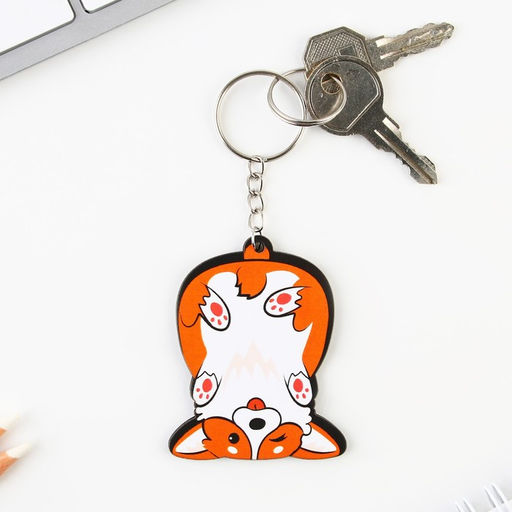 Цена за 2 шт. Брелок для ключей деревянный «Корги перевернутая», 4.7×6 см